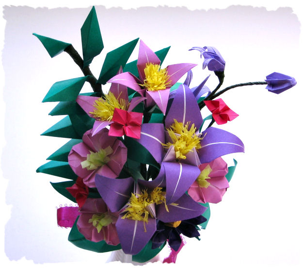 Purple origami flowers picture